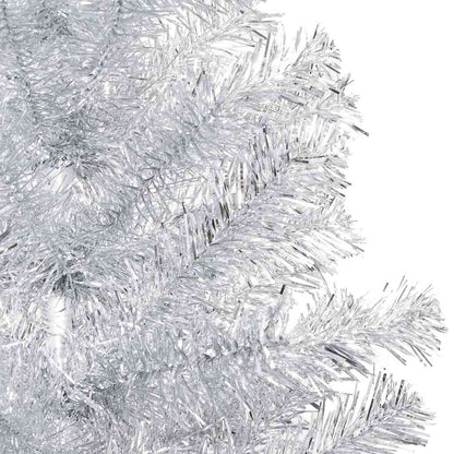 Kunstkerstboom Met Verlichting En Kerstballen 120 Cm Pet 120 x 65 cm Zilver