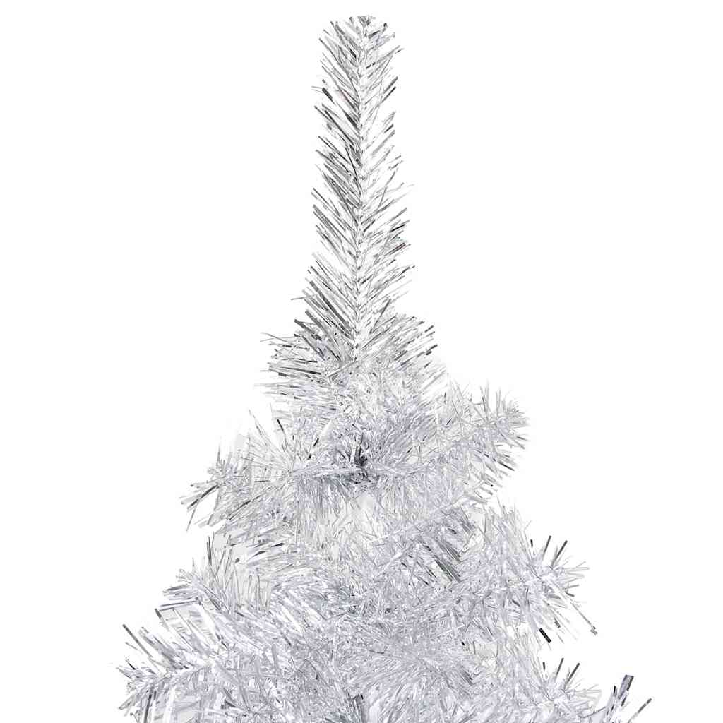 Kunstkerstboom Met Verlichting En Kerstballen 120 Cm Pet 120 x 65 cm Zilver
