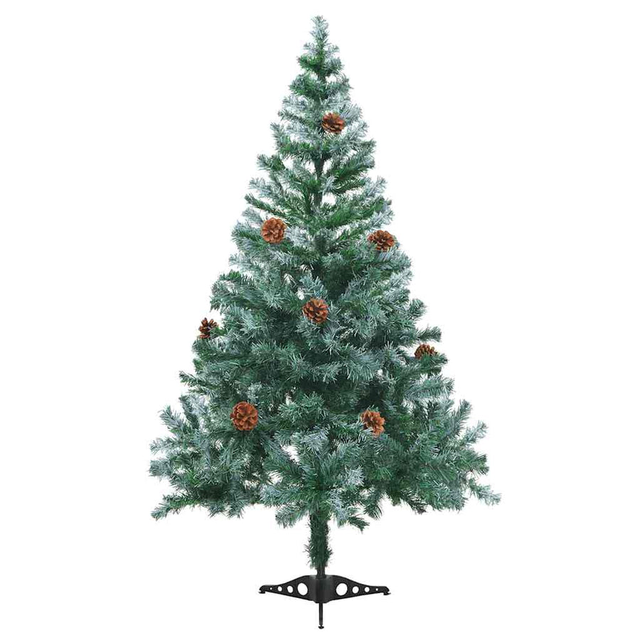 Kunstkerstboom met verlichting ballen sneeuw dennenappel 150 cm