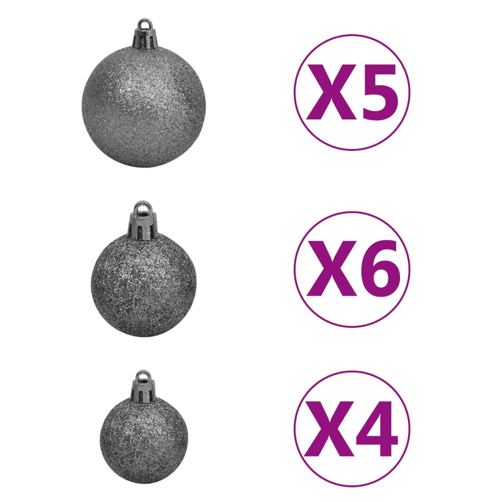 Kunstkerstboom met verlichting kerstballen dennenappels 180 cm 180 x 90 cm Wit