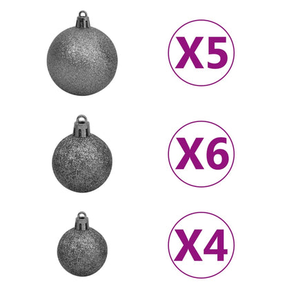 Kunstkerstboom met verlichting kerstballen dennenappels 180 cm 180 x 90 cm Wit