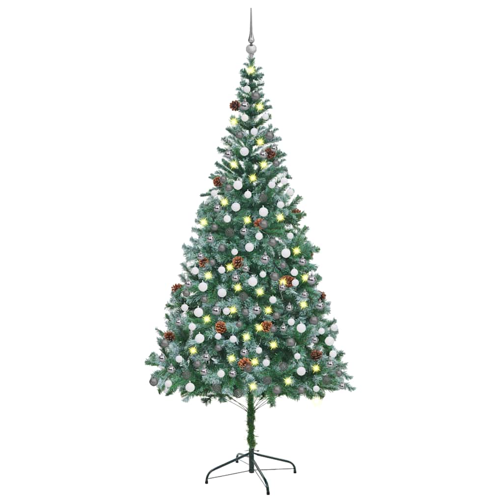 Kunstkerstboom Met Verlichting Kerstballen Dennenappels 210 Cm