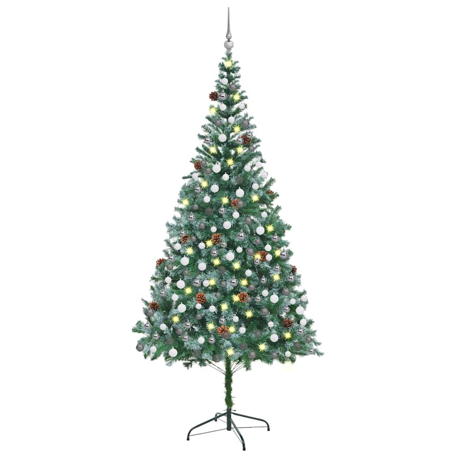 Kunstkerstboom Met Verlichting Kerstballen Dennenappels 210 Cm