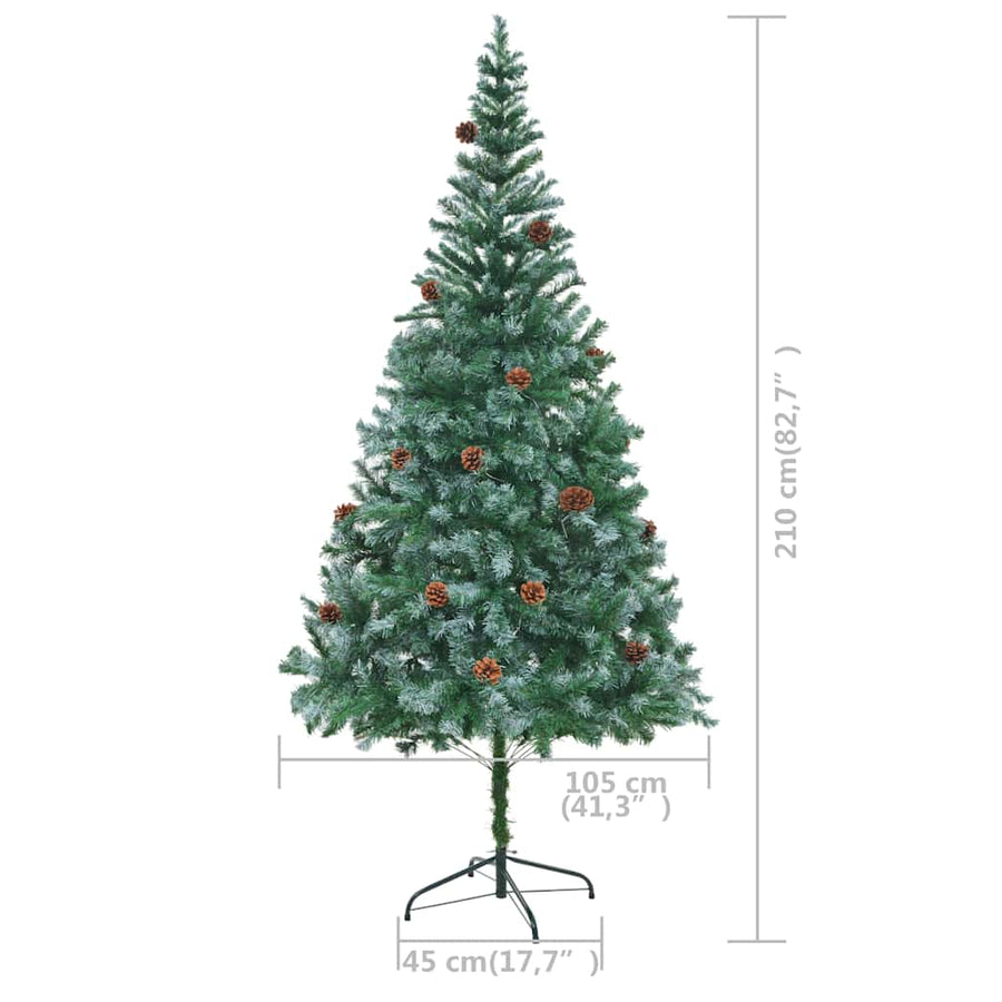 Kunstkerstboom Met Verlichting Kerstballen Dennenappels 210 Cm