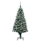 Kunstkerstboom Met Verlichting Kerstballen Dennenappels 20 Cm 210 x 120 cm Wit