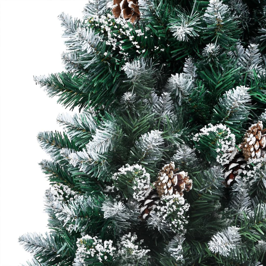 Kunstkerstboom Met Verlichting Kerstballen Dennenappels 20 Cm 210 x 120 cm Wit