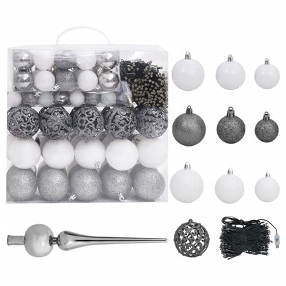 Kunstkerstboom Met Verlichting Kerstballen Dennenappels 20 Cm 210 x 120 cm Wit