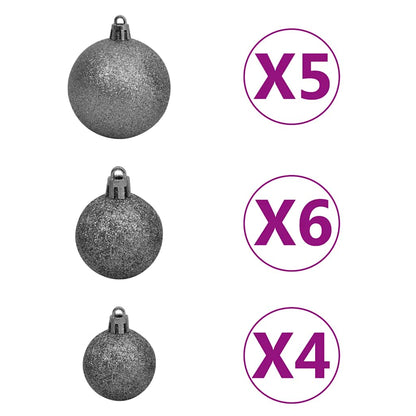 Kunstkerstboom Met Verlichting En Kerstballen 180 Cm Pvc 180 x 95 cm Groen en rood