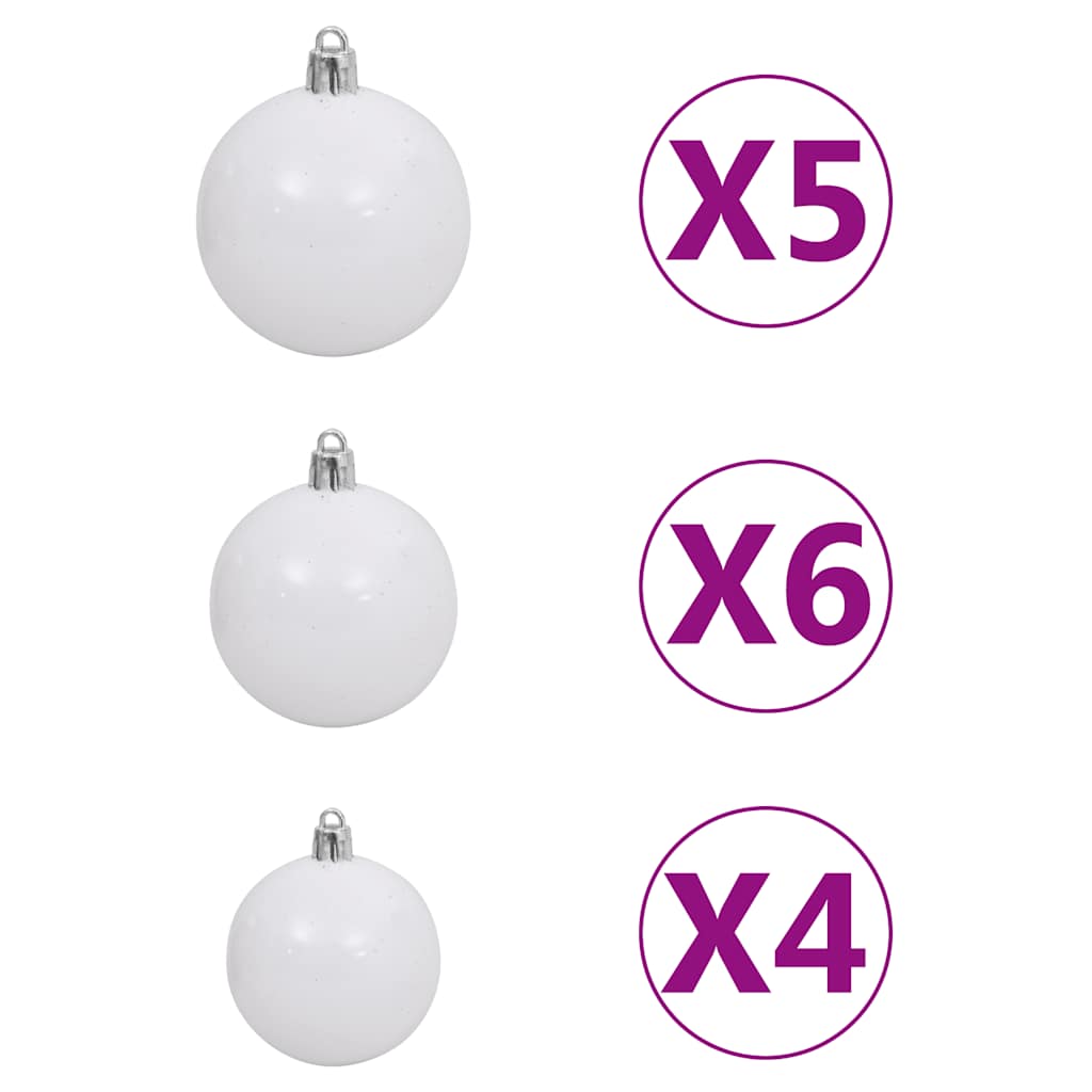 Kunstkerstboom Met Verlichting En Kerstballen 180 Cm Pvc 180 x 95 cm Groen en rood
