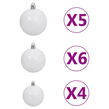 Kunstkerstboom Met Verlichting En Kerstballen 180 Cm Pvc 180 x 95 cm Groen en rood