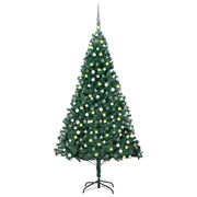 Kunstkerstboom 210 cm groen met verlichting en kerstballen