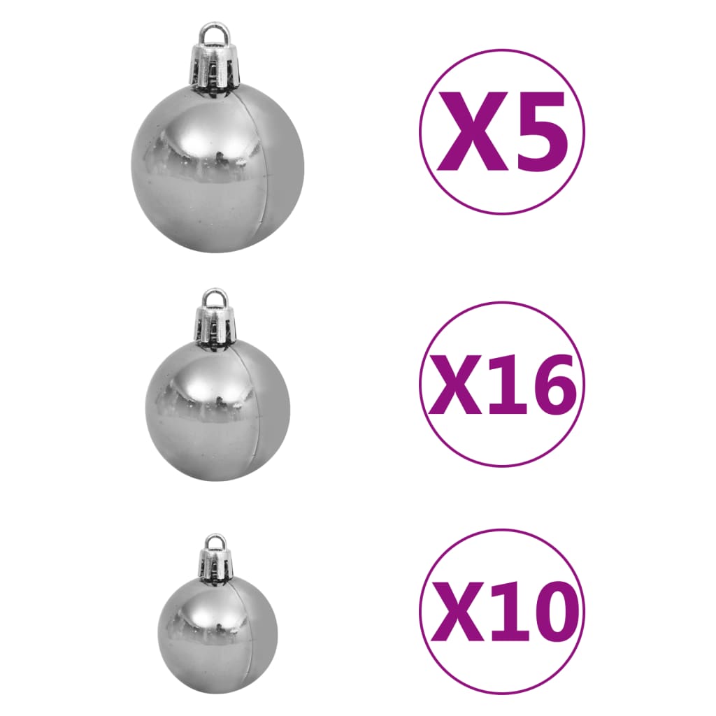 Kunstkerstboom Met Verlichting En Kerstballen 20 Cm Pvc 210 x 110 cm Groen en rood