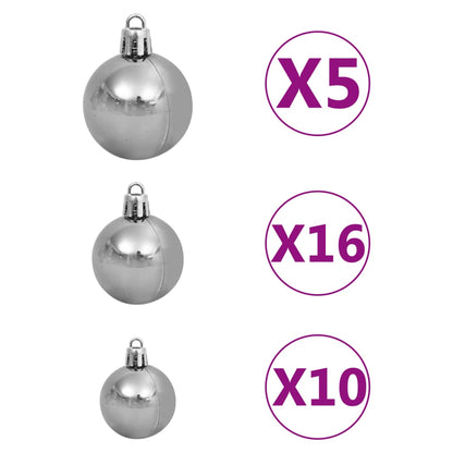 Kunstkerstboom Met Verlichting En Kerstballen 20 Cm Pvc 210 x 110 cm Groen en rood