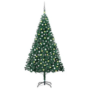 Kunstkerstboom 240 cm groen met verlichting en ballen