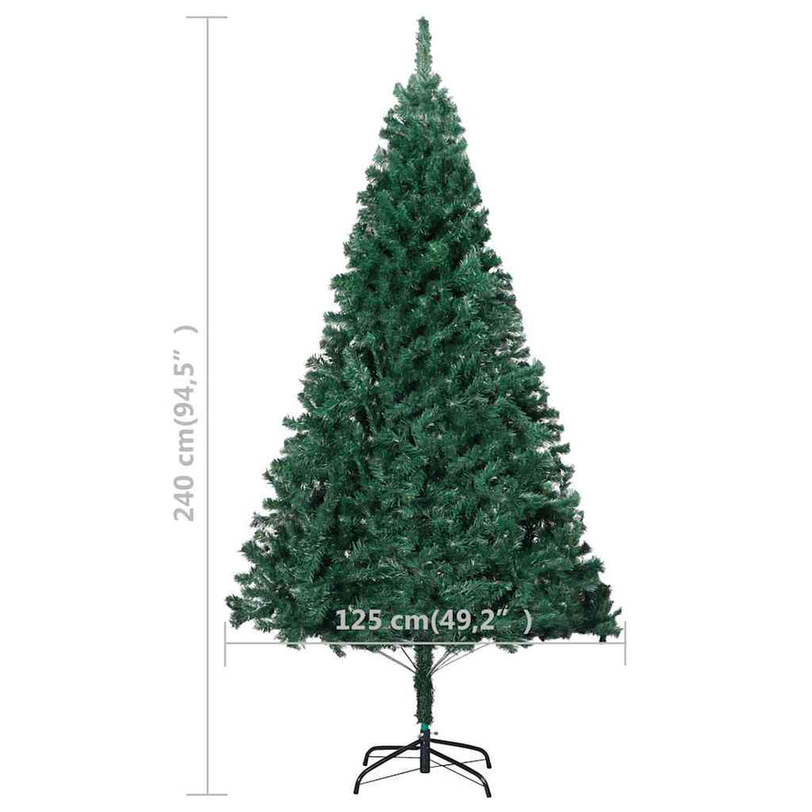 Kunstkerstboom Met Verlichting En Kerstballen 240 Cm 240 x 125 cm Groen en rood