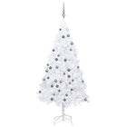 Kunstkerstboom Met Verlichting En Kerstballen 20 Cm Pvc 120 x 60 cm Wit en grijs