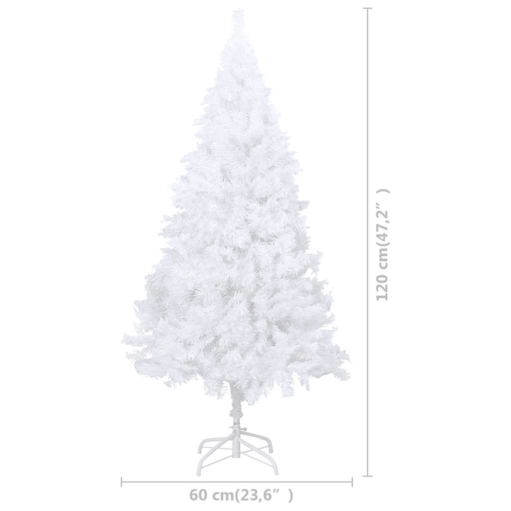Kunstkerstboom Met Verlichting En Kerstballen 120 Cm Pvc 120 x 60 cm Wit en grijs