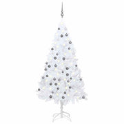 Kunstkerstboom 150 cm wit met verlichting en ballen