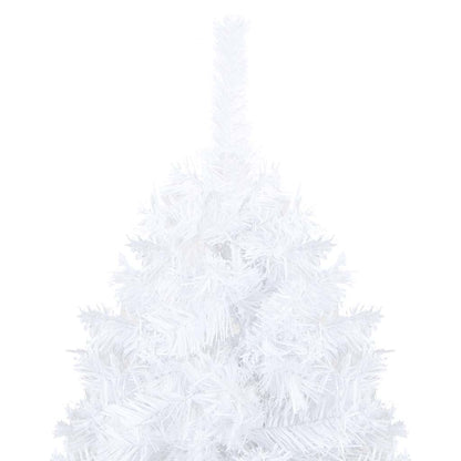 Kunstkerstboom Met Verlichting En Kerstballen 150 Cm Pvc 150 x 80 cm Wit en grijs