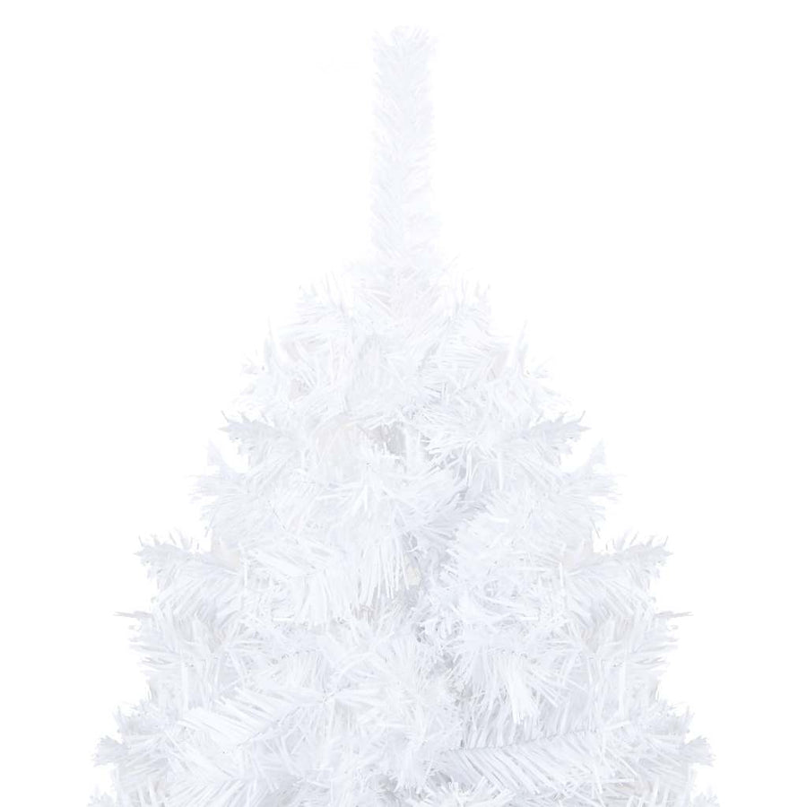 Kunstkerstboom Met Verlichting En Kerstballen 180 Cm Pvc 180 x 95 cm Wit en grijs