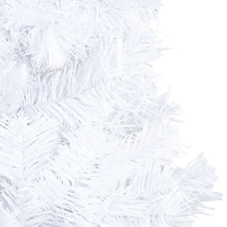 Kunstkerstboom Met Verlichting En Kerstballen 180 Cm Pvc 180 x 95 cm Wit en grijs
