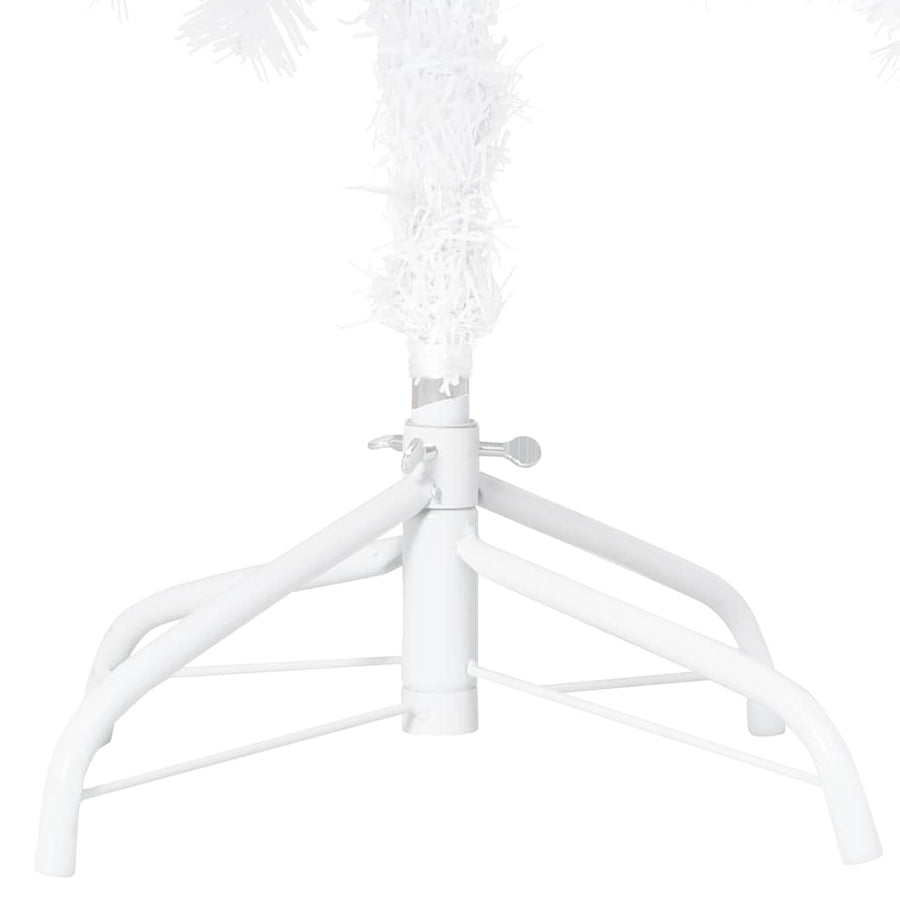 Kunstkerstboom Met Verlichting En Kerstballen 180 Cm Pvc 180 x 95 cm Wit en grijs