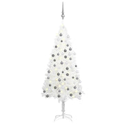 Kunstkerstboom 120 cm wit met verlichting en ballen