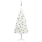 Kunstkerstboom Met Verlichting En Kerstballen 50 Cm Pvc 150 x 75 cm Wit