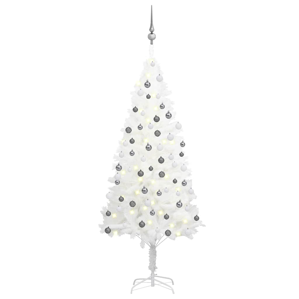 Kunstkerstboom Met Verlichting En Kerstballen 150 Cm Pvc 150 x 75 cm