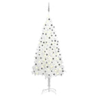 Kunstkerstboom Met Verlichting En Kerstballen 20 Cm Pvc 210 x 105 cm Wit