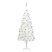 Kunstkerstboom 210 cm wit met verlichting en ballen