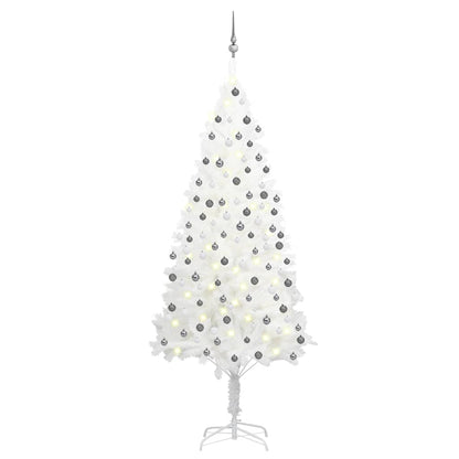 Kunstkerstboom Met Verlichting En Kerstballen 20 Cm Pvc 210 x 105 cm Wit