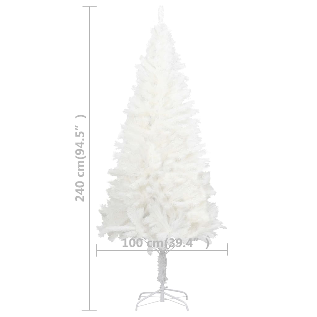 Kunstkerstboom Met Verlichting En Kerstballen 240 Cm 240 x 100 cm Wit