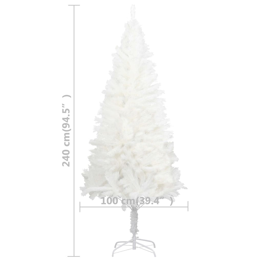 Kunstkerstboom Met Verlichting En Kerstballen 240 Cm 240 x 100 cm Wit