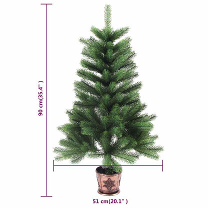 Kunstkerstboom Met Verlichting En Kerstballen 90 Cm Groen 90 x 51 cm Wit