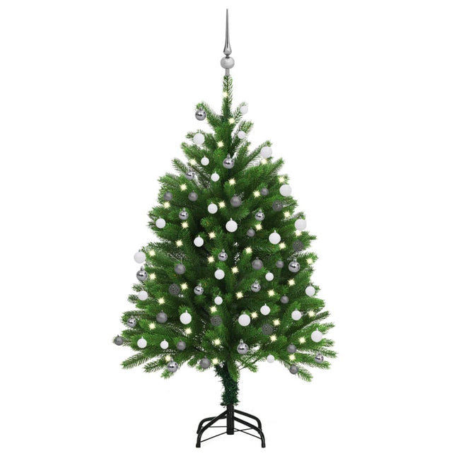 Kunstkerstboom Met Verlichting En Kerstballen 20 Cm Groen 120 x 75 cm Wit