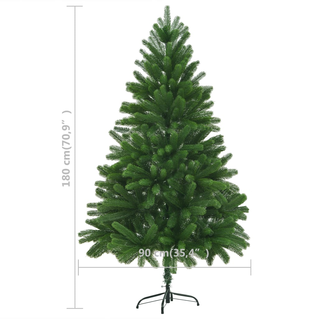 Kunstkerstboom Met Verlichting En Kerstballen 80 Cm Groen 180 x 90 cm Wit