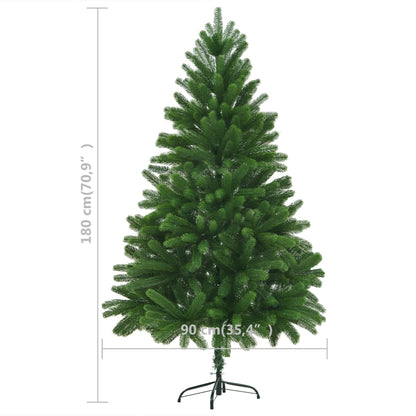 Kunstkerstboom Met Verlichting En Kerstballen 80 Cm Groen 180 x 90 cm Wit