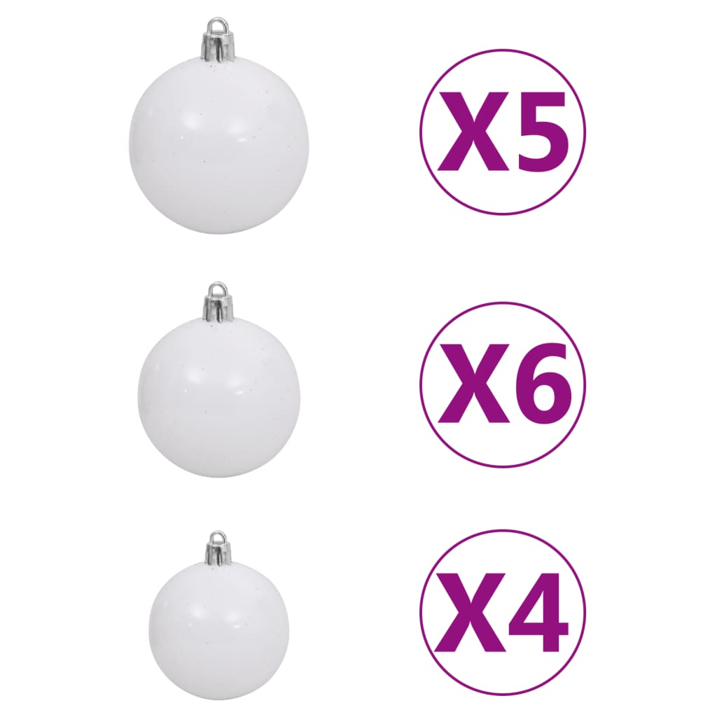 Kunstkerstboom Met Verlichting En Kerstballen 80 Cm Groen 180 x 90 cm Wit