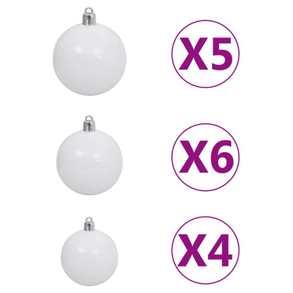 Kunstkerstboom Met Verlichting En Kerstballen 80 Cm Groen 180 x 90 cm Wit