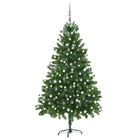 Kunstkerstboom Met Verlichting En Kerstballen 20 Cm Groen 210 x 105 cm Wit