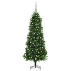 Kunstkerstboom Met Verlichting En Kerstballen 240 Cm Groen 240 x 100 cm Wit