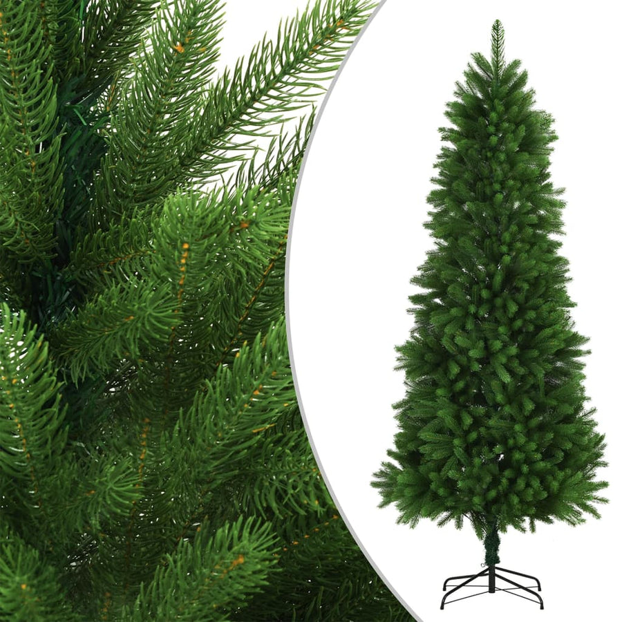 Kunstkerstboom Met Verlichting En Kerstballen 240 Cm Groen 240 x 100 cm Wit