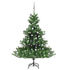 Kunstkerstboom Nordmann met LED's en kerstballen 150 cm groen 150 x 120 cm Wit