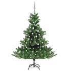 Kunstkerstboom Nordmann met LED's en kerstballen 180 cm groen 180 x 144 cm Wit