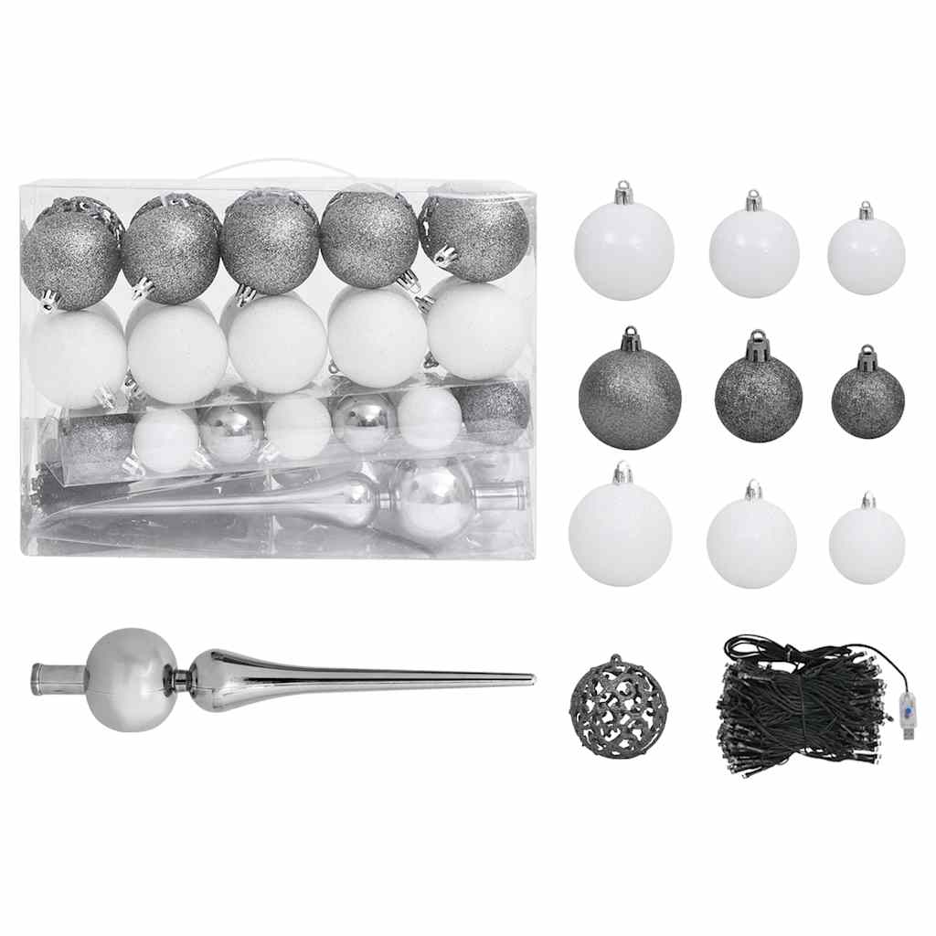 Kunstkerstboom Nordmann Met Led's En Kerstballen 180 Cm Groen 180 x 144 cm