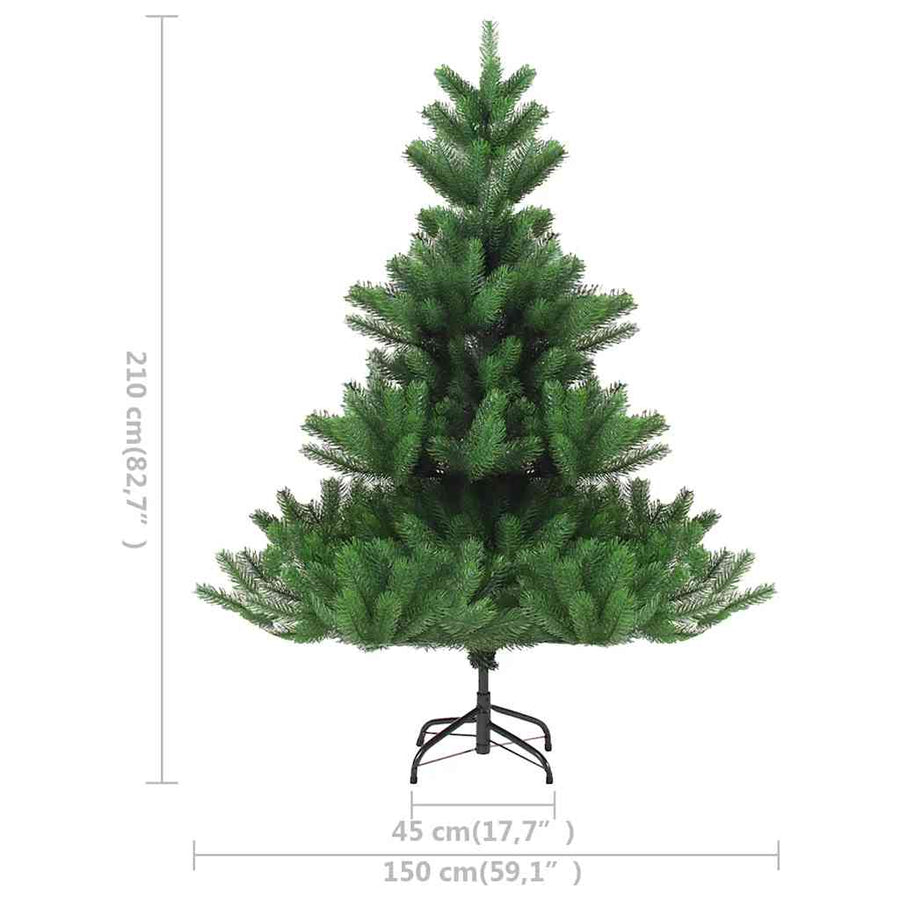 Kunstkerstboom Nordmann met LED's en kerstballen 210 cm groen