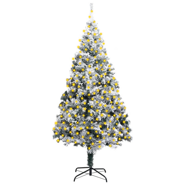 Kunstkerstboom Met Verlichting En Sneeuw 300 Cm Pvc Groen 300 x 155 cm