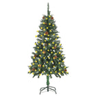 Kunstkerstboom met verlichting en dennenappels 150 cm 150 x 89 cm Groen en wit