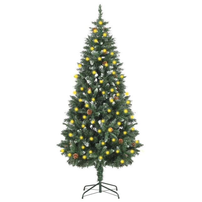 Kunstkerstboom Met Verlichting En Dennenappels 180 Cm 180 x 104 cm Groen en wit